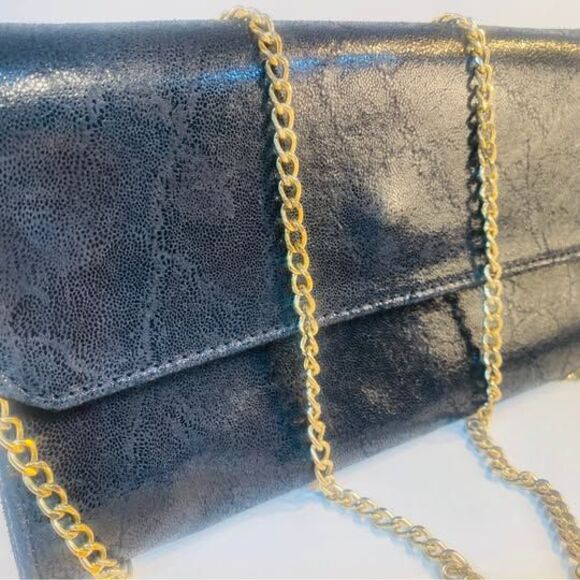 Unbranded Handbags - Vintage Leather Clutch with Gold Toned Chain Made in Italy